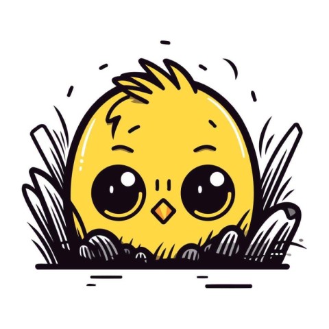 Cute little chick. Vector illustration in doodle style.