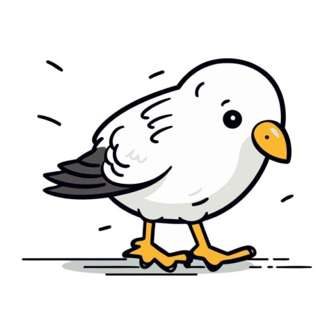 Illustration of a seagull on white background. Vector illustrati