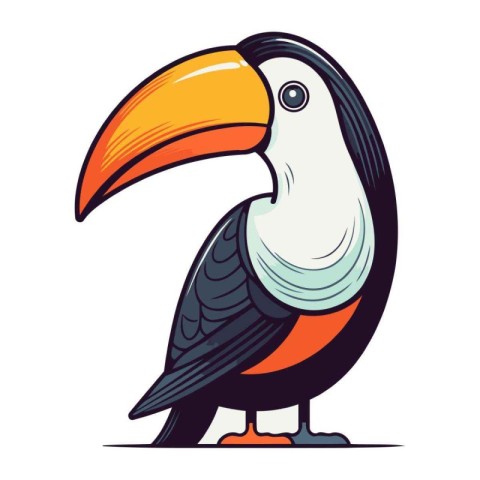 Toucan isolated on white background. Vector illustration in cart