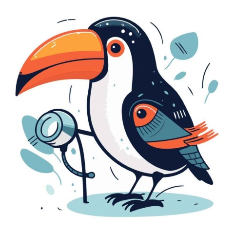 Cute cartoon toucan with a stethoscope. Vector illustration.