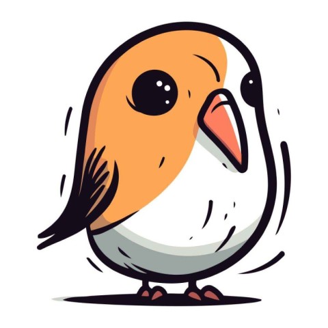 Cute cartoon bird. Vector illustration isolated on a white backg