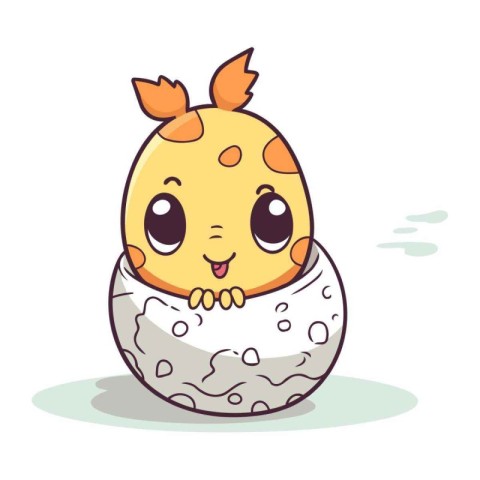 Easter egg with cute bunny in eggshell. vector illustration.