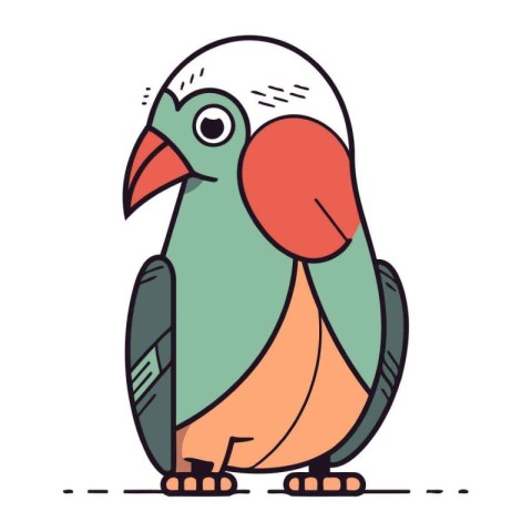 Parrot. Vector illustration in doodle style isolated on white ba