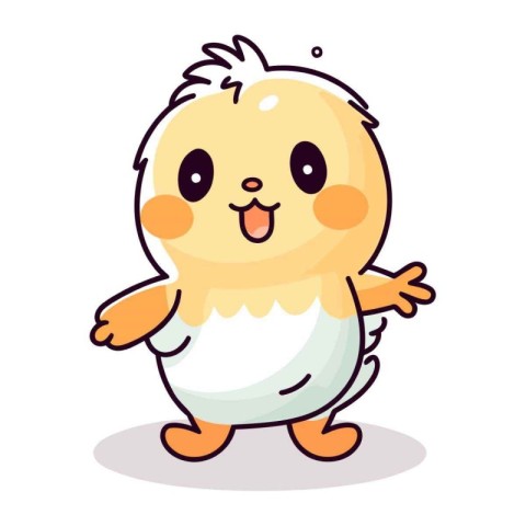 Cute little chicken character. Vector illustration isolated on w