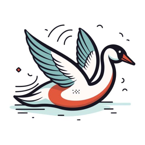 swan with wings and lifebuoy isolated icon vector illustration d