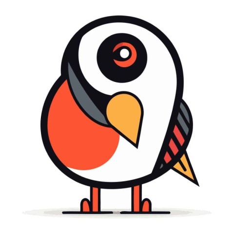 Cute cartoon bird isolated on a white background. Vector illustr