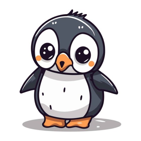 Cute penguin character cartoon vector illustration. Cute cartoon