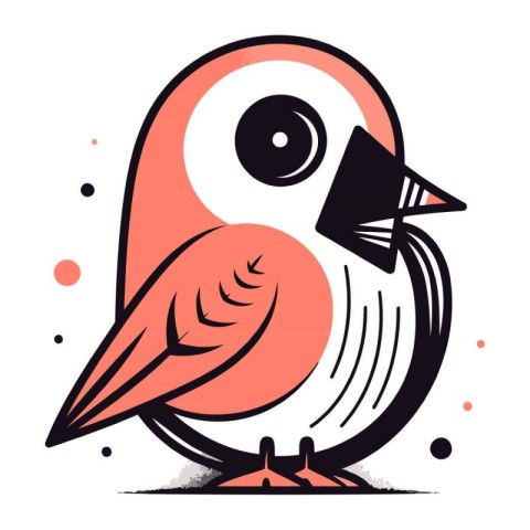 Cute little bird on white background. Vector illustration in car