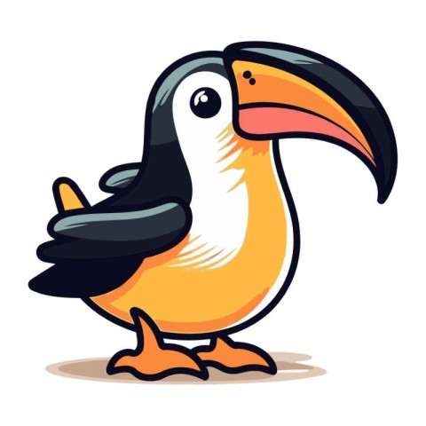 Cute cartoon toucan. Vector illustration isolated on white backg