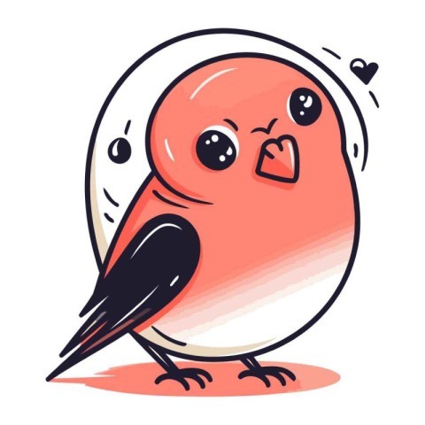 Vector illustration of cute little bullfinch. Cute cartoon bird