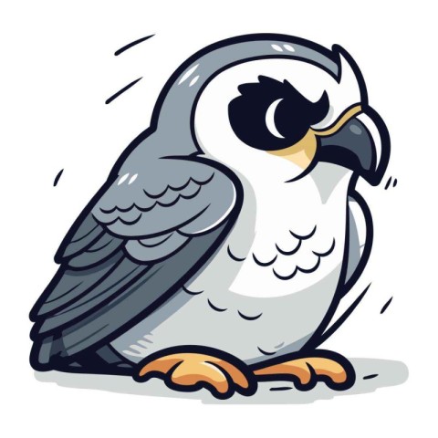 Illustration of a Cute Black and White Owl Bird Cartoon Characte