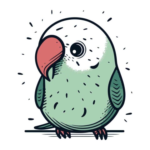 Cute parrot vector illustration. Hand drawn doodle style.