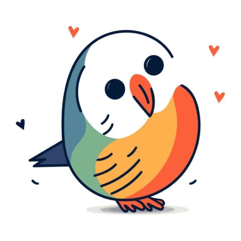 Cute cartoon doodle bird. Hand drawn vector illustration.