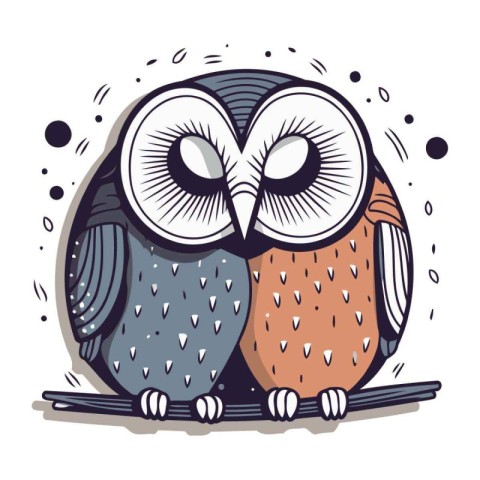 Owl on a white background. Vector illustration in cartoon style.