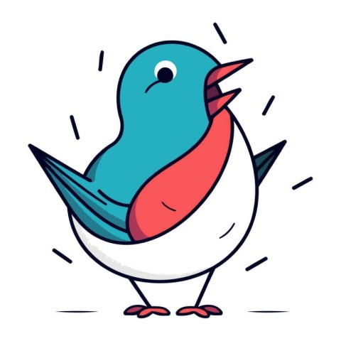 Vector illustration of a cute little bird on white background. F