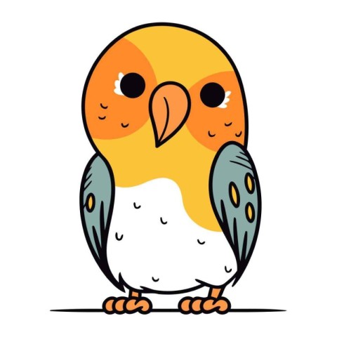 Cute cartoon parrot. Vector illustration isolated on white backg