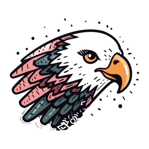 Eagle head vector illustration. Hand drawn doodle style.