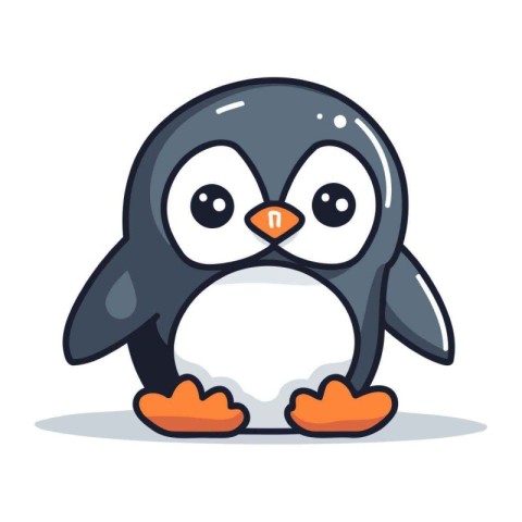 Cute penguin cartoon character. Cute animal mascot vector illust