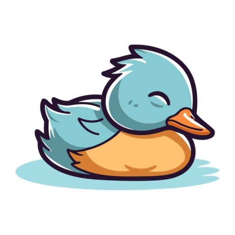 Cute cartoon duckling. Vector illustration isolated on white bac