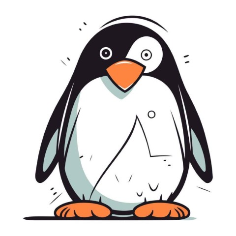 Cartoon penguin isolated on a white background. Vector illustrat