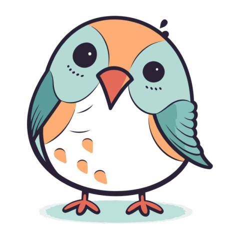 Cute cartoon bird. Vector illustration isolated on a white backg