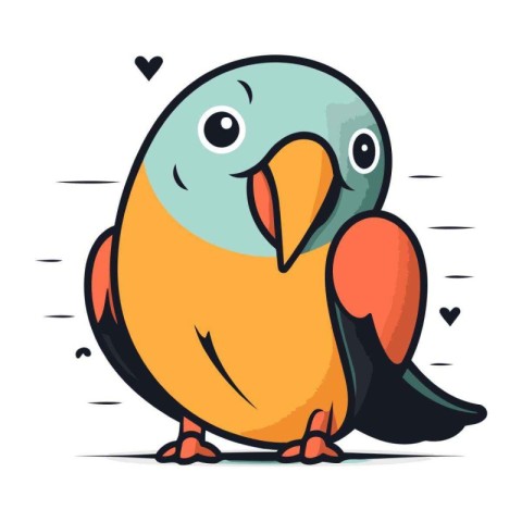 Cute cartoon parrot. Vector illustration isolated on white backg