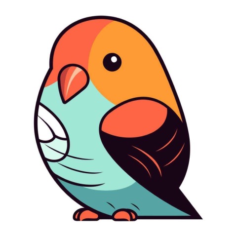 Vector illustration of a cute cartoon parrot on a white backgrou