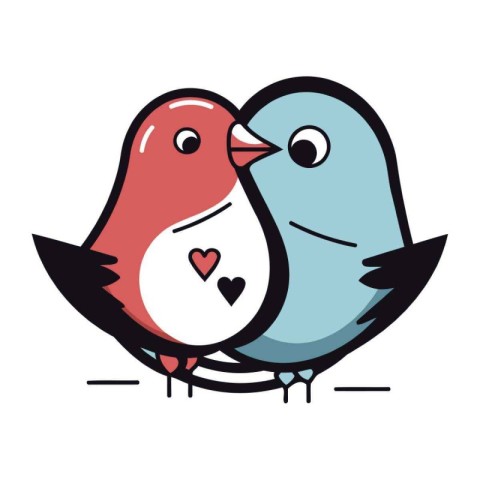 cute couple of birds in love. valentines day vector illustration