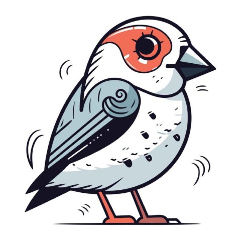 Vector illustration of a cute bullfinch bird with big eyes.