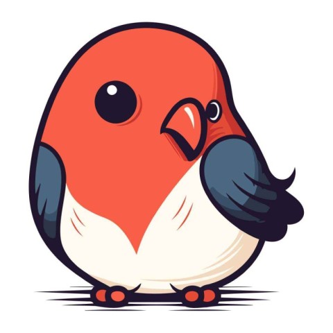 Vector illustration of a cute little red bird isolated on white