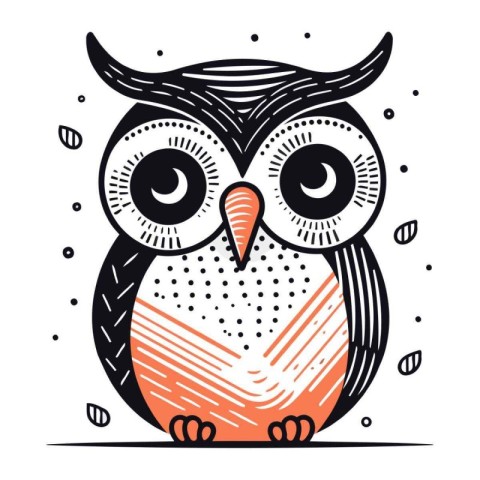 Owl. Hand drawn vector illustration in doodle style.