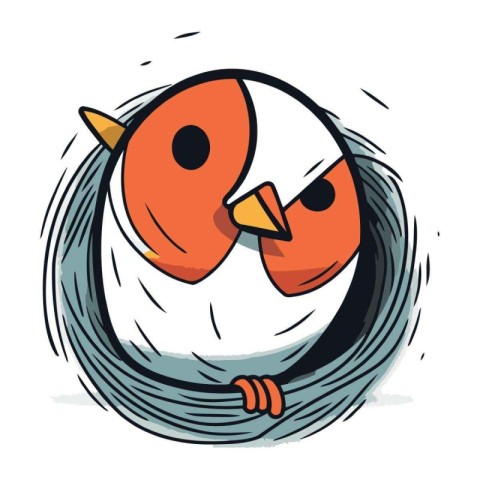 Cute cartoon bird. Vector illustration isolated on a white backg