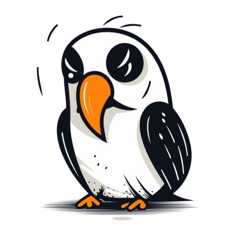 Cute cartoon penguin isolated on white background. Vector illust