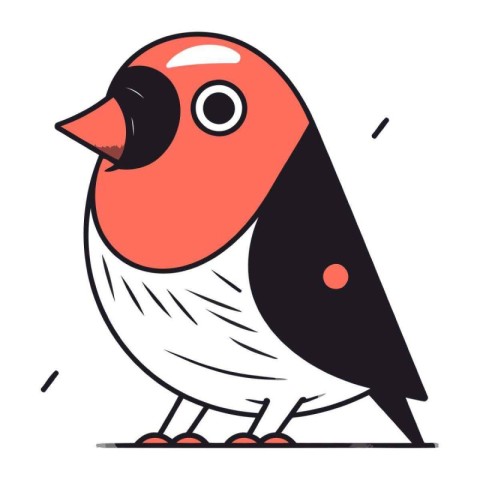 Bullfinch bird. Vector illustration in doodle style.