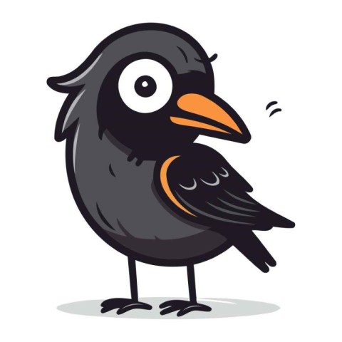 Cute Blackbird Cartoon Mascot Character Vector Illustration.