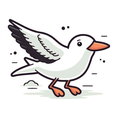 Cute cartoon seagull. Vector illustration isolated on white back