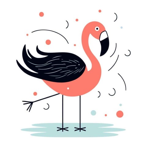 Flamingo. Cute hand drawn vector illustration in cartoon style.