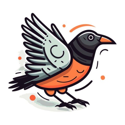 Cute cartoon crow vector illustration. Hand drawn doodle style.