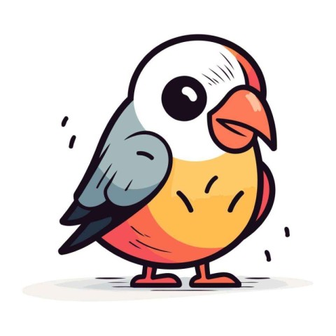 Bullfinch cartoon vector illustration. Cute little bird characte