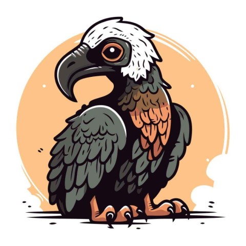 vector illustration of a vulture on a background of an orange sk