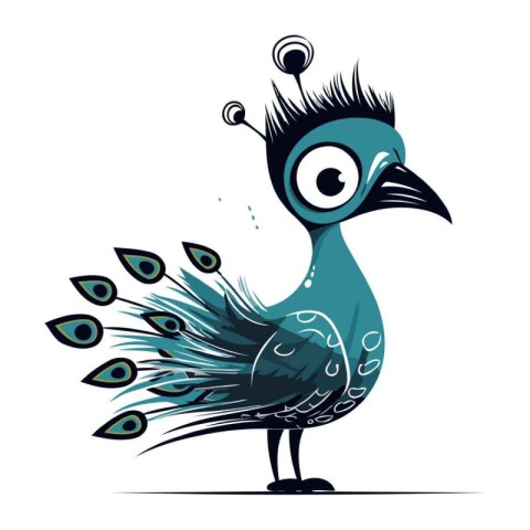 Peacock isolated on white background. Vector illustration in car