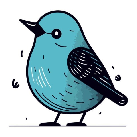 Hand drawn cute bird. Vector illustration in doodle style.