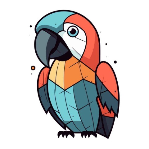 Cute colorful macaw parrot isolated on white background. Vector