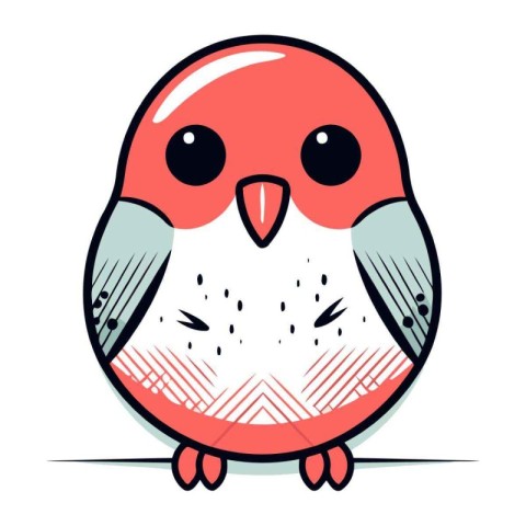 Vector illustration of a cute cartoon bullfinch on white backgro