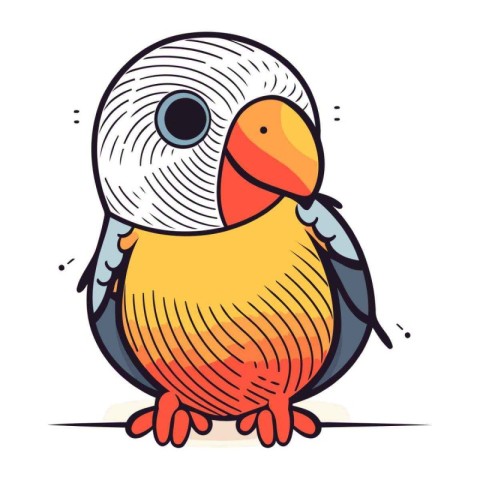 Cute parrot vector illustration. Hand drawn doodle.