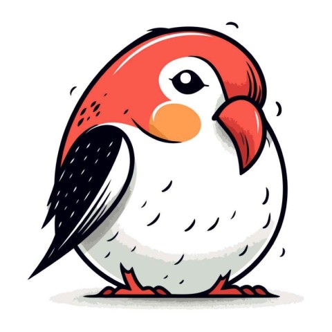 Vector illustration of a cute red parrot on a white background.