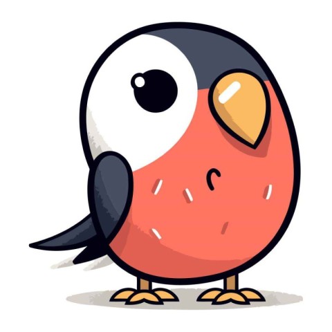 Bullfinch Bird Cartoon Mascot Character Vector Illustration.