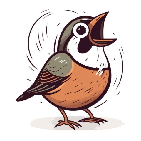 Cartoon bird. Vector illustration of a cute little bird. Hand dr