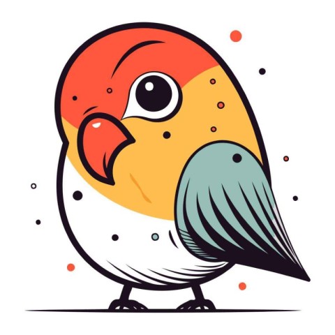 Cute cartoon bird isolated on a white background. Vector illustr