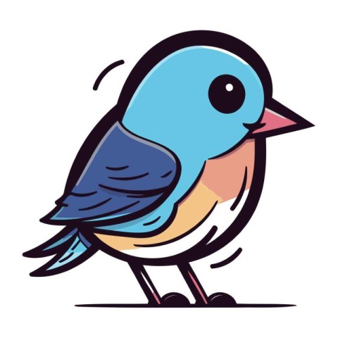 vector illustration of a cute blue bird isolated on a white back